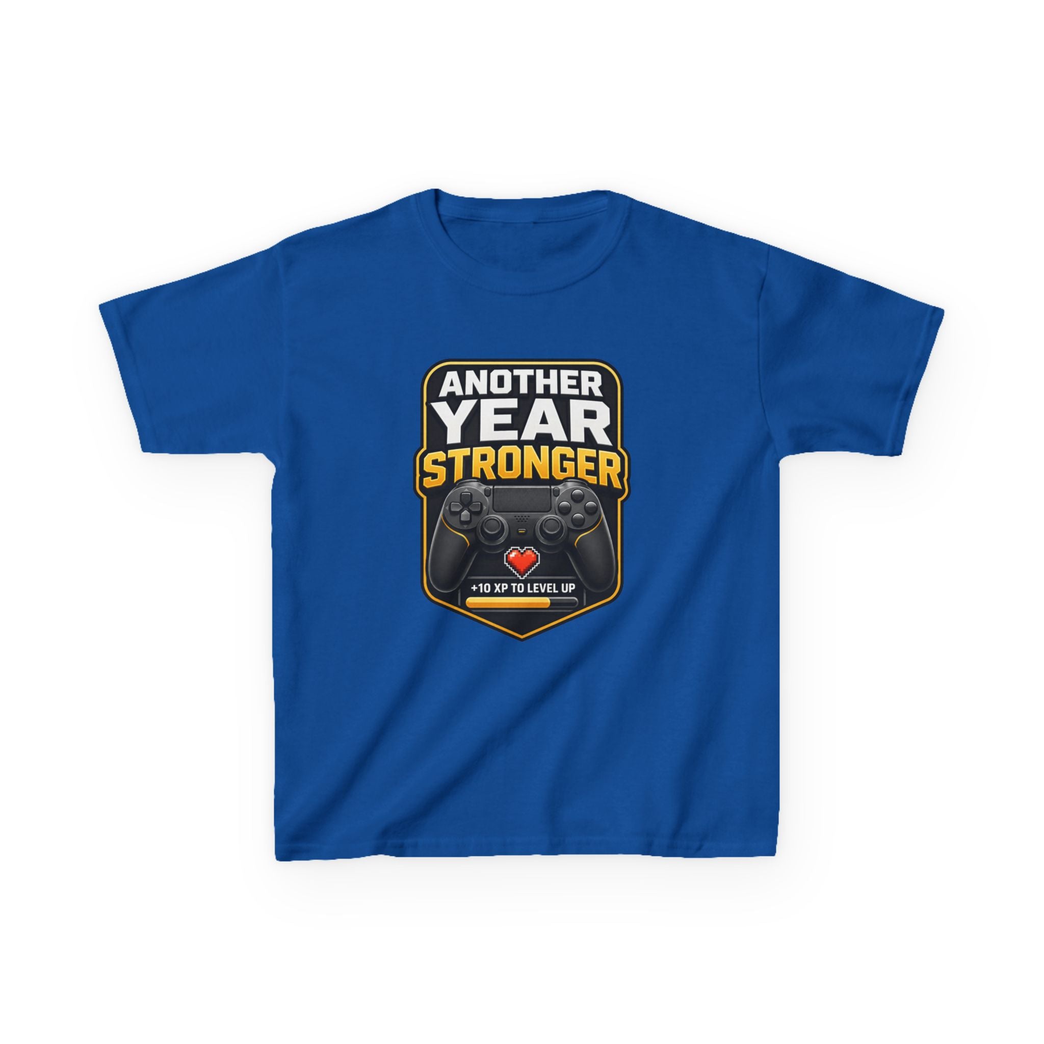 Kids Birthday T-Shirt — 'Another Year Stronger' +10 XP Level Up Graphic Tee