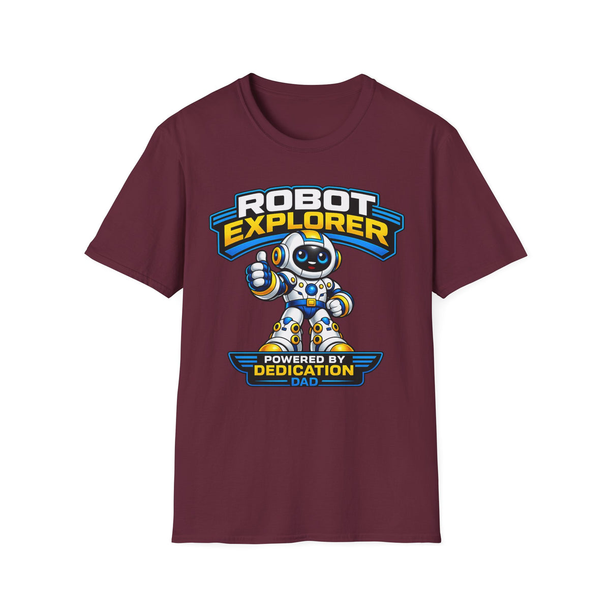 Copy of Robot Explorer T-Shirt — Cute Cartoon Robot Graphic Tee ("Powered by Dedication")