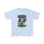 Kids Soccer T-Shirt — 'Too Fast for Earth' Cute Green Alien Soccer Graphic Tee