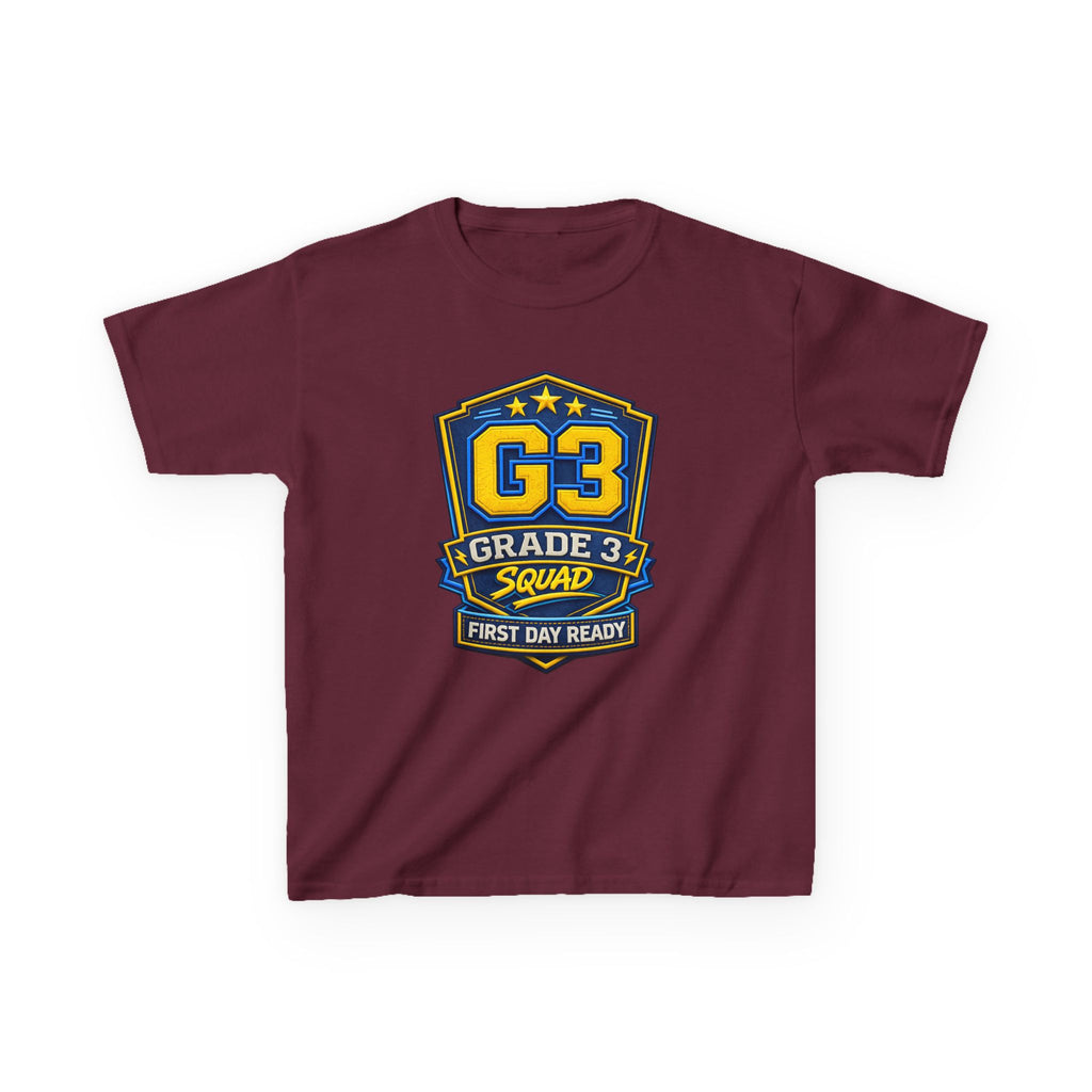 Grade 3 Squad Kids T‑Shirt — "G3 Grade 3 Squad: First Day Ready" Back‑to‑School Tee