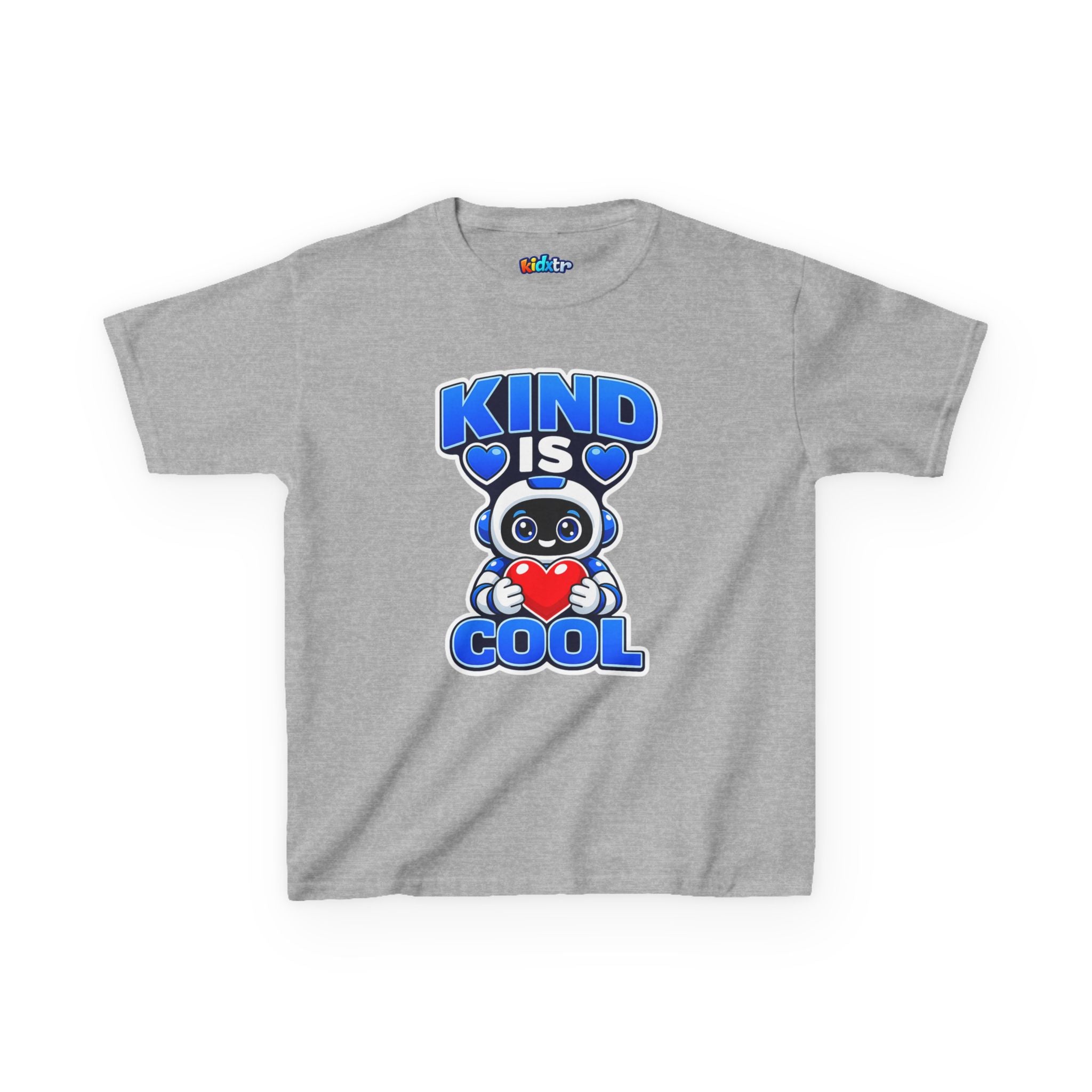 Kidxtr™ Kids Robot T-Shirt — 'Kind Is Cool' Heart Graphic Tee
