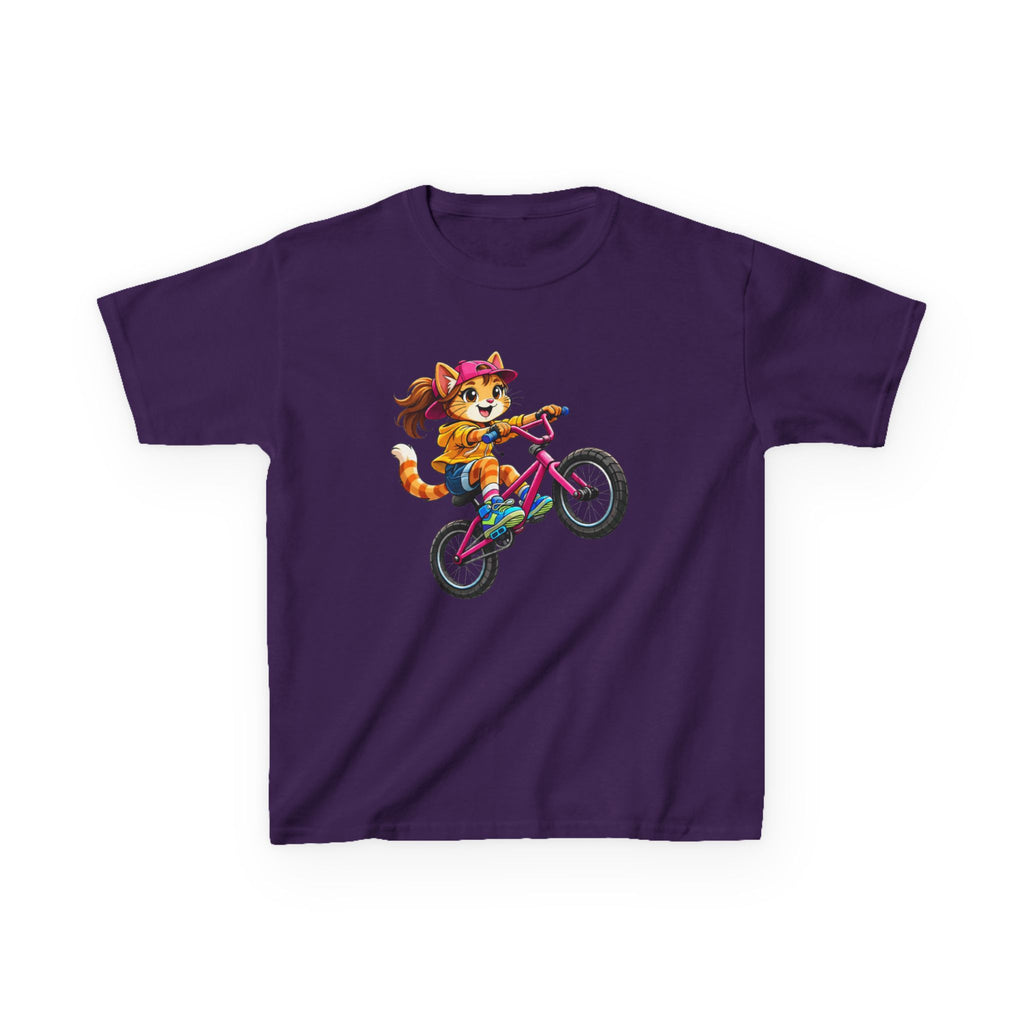 Kids Fox T-Shirt — 'Ride Bold' Cartoon Fox Girl on Bike Graphic Tee