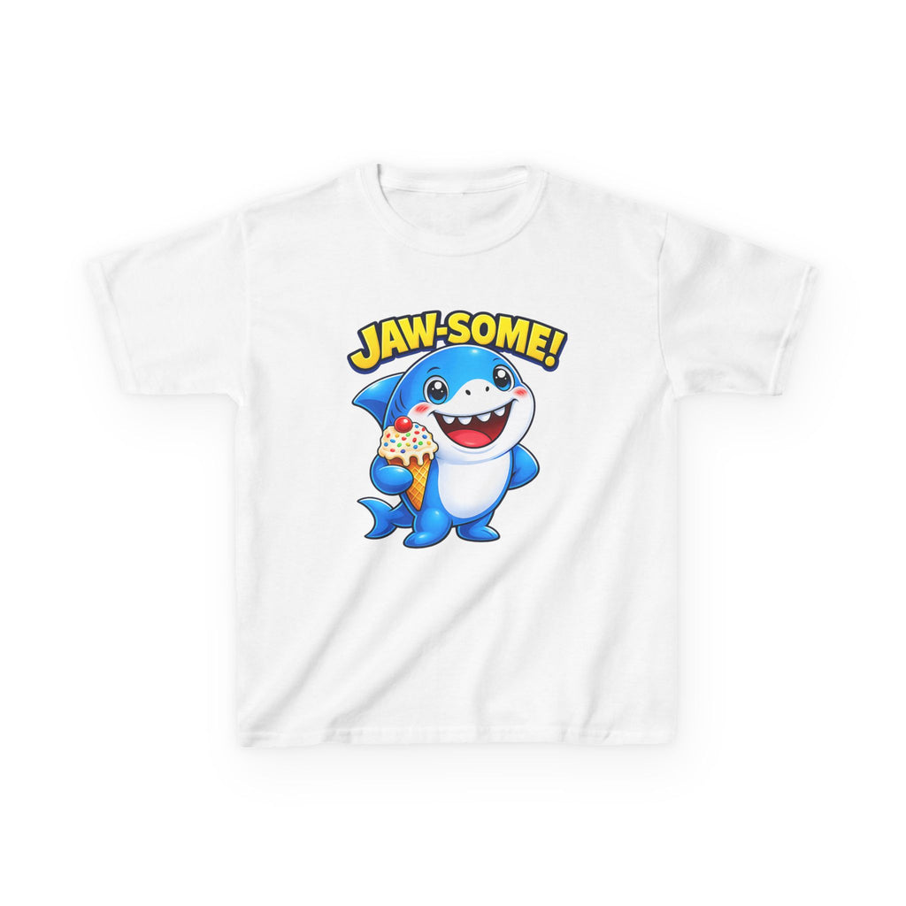 Kids Shark T-Shirt — 'Jaw-some!' Smiling Shark with Ice Cream Graphic Tee