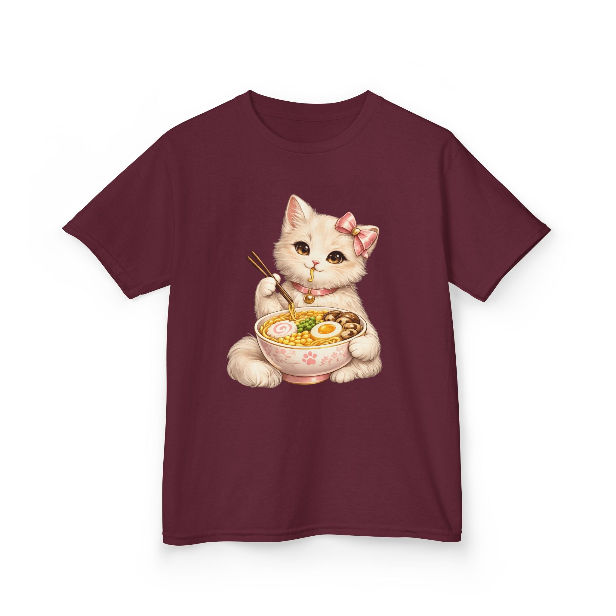 Kids Ramen T-Shirt — 'Ramen Lover' Cute Kitten Eating Ramen Graphic Tee
