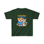 Kids Friendship T-Shirt — 'Friends Make Life Better' Cute Cat & Dog Graphic Tee