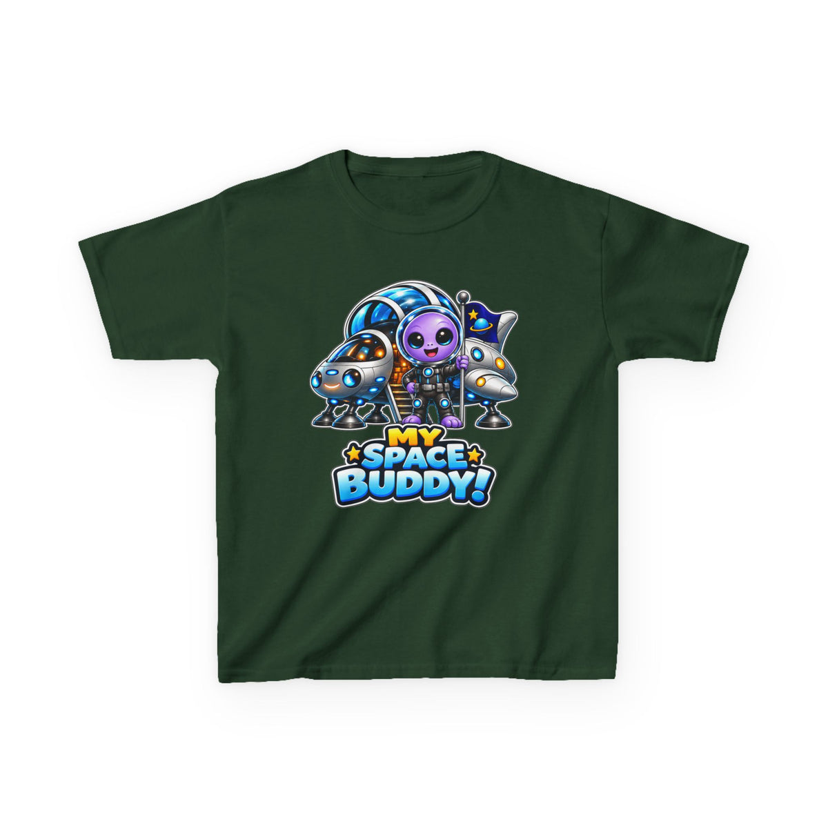 Kidxtr™ Kids Space T-Shirt — 'My Space Buddy' Alien Rocket Graphic Tee