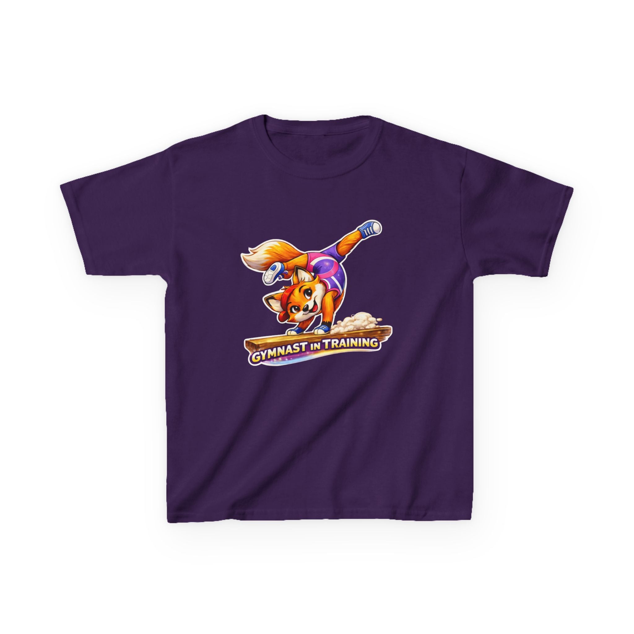 Kids Gymnastics T-Shirt — 'Gymnast in Training' Fox Cartoon Graphic Tee
