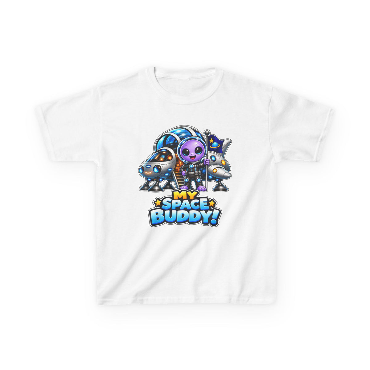 Kidxtr™ Kids Space T-Shirt — 'My Space Buddy' Alien Rocket Graphic Tee
