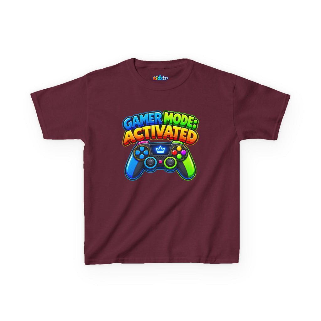 Kidxtr™ Kids Gamer T-Shirt — 'Gamer Mode Activated' Colorful Controller Graphic Tee