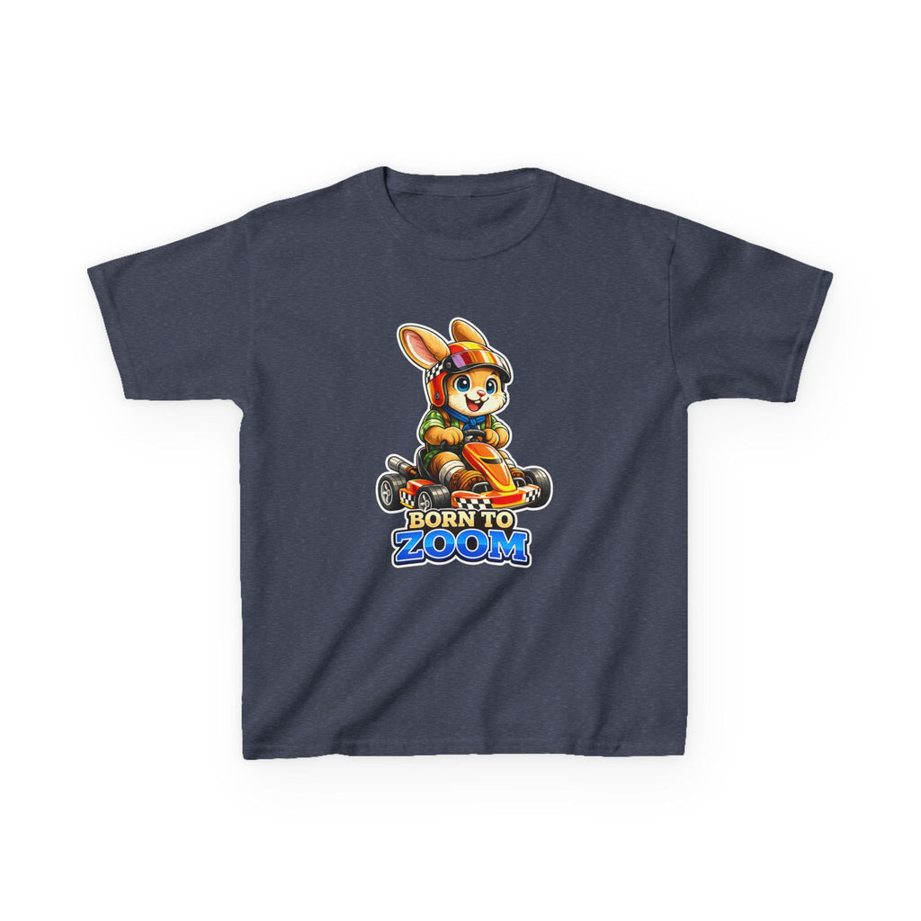 Kids Racing T-Shirt — 'Born to Zoom' Racing Bunny Graphic Tee
