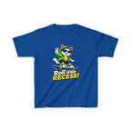 Kids Skateboarding Cat T-Shirt — 'Roll into Recess!' Graphic Tee