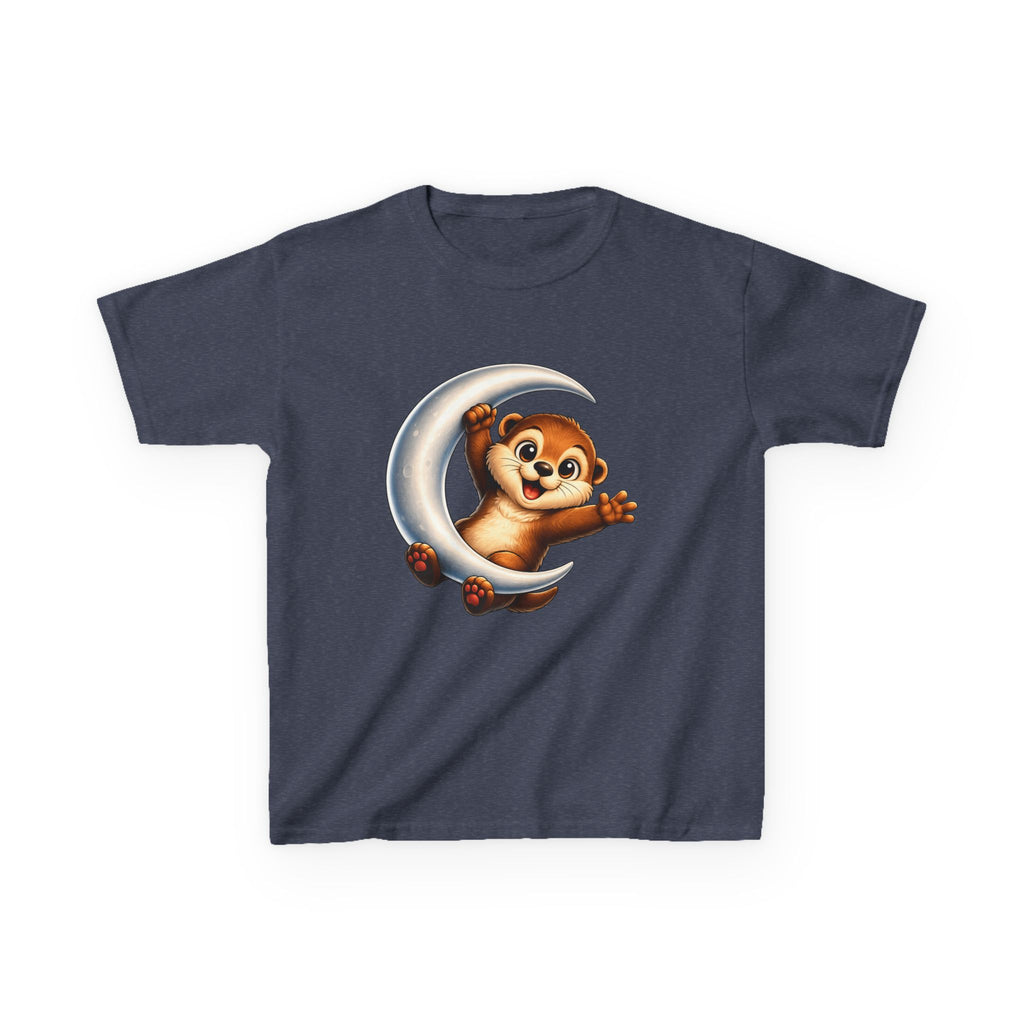 Kids Animal T-Shirt — 'Moon Snuggler' Cute Otter on Moon Graphic Tee