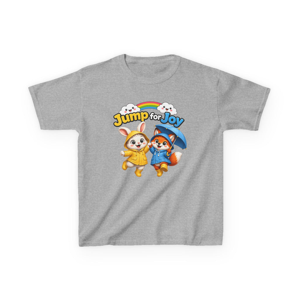 Kids Raincoat Animals T-Shirt — 'Jump for Joy' Cute Rainbow Graphic Tee