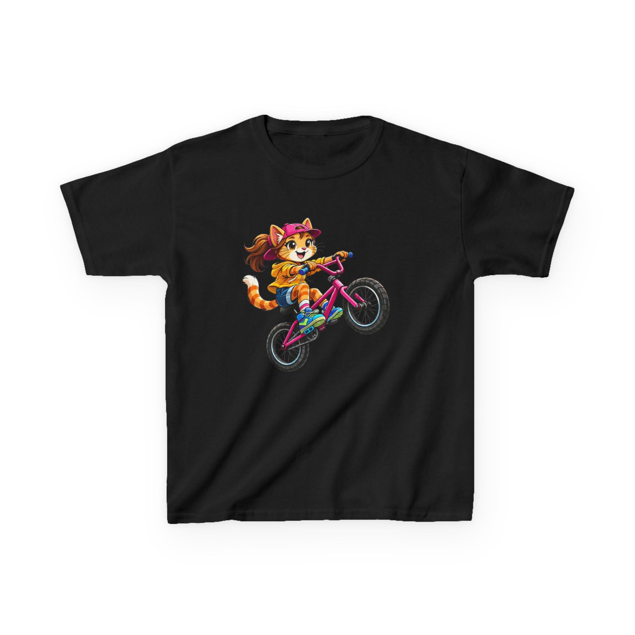 Kids Fox T-Shirt — 'Ride Bold' Cartoon Fox Girl on Bike Graphic Tee