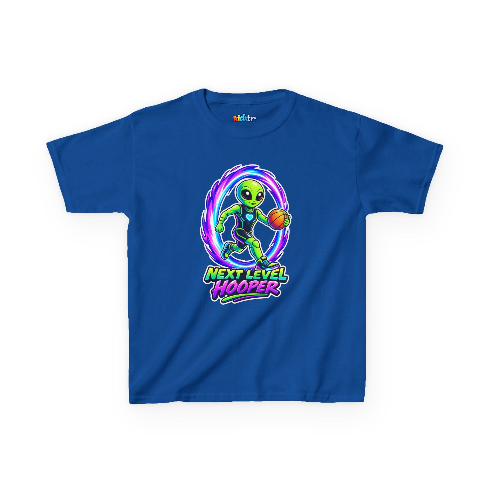 Kidxtr™ Kids Basketball T-Shirt — 'Next Level Hooper' Alien Basketball Graphic Tee
