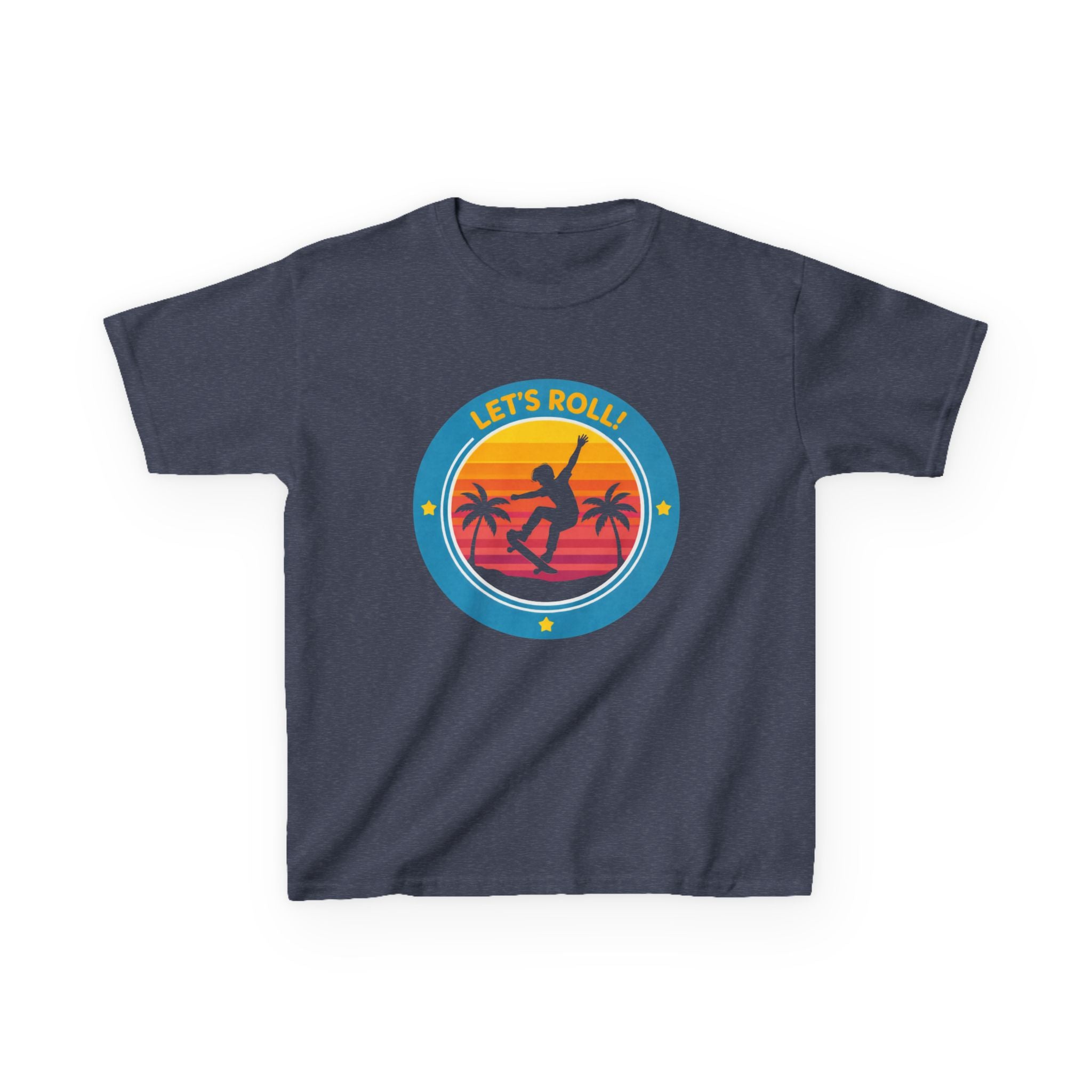 Kids Skateboard T-Shirt — 'Let’s Roll!' Retro Skater Graphic Tee