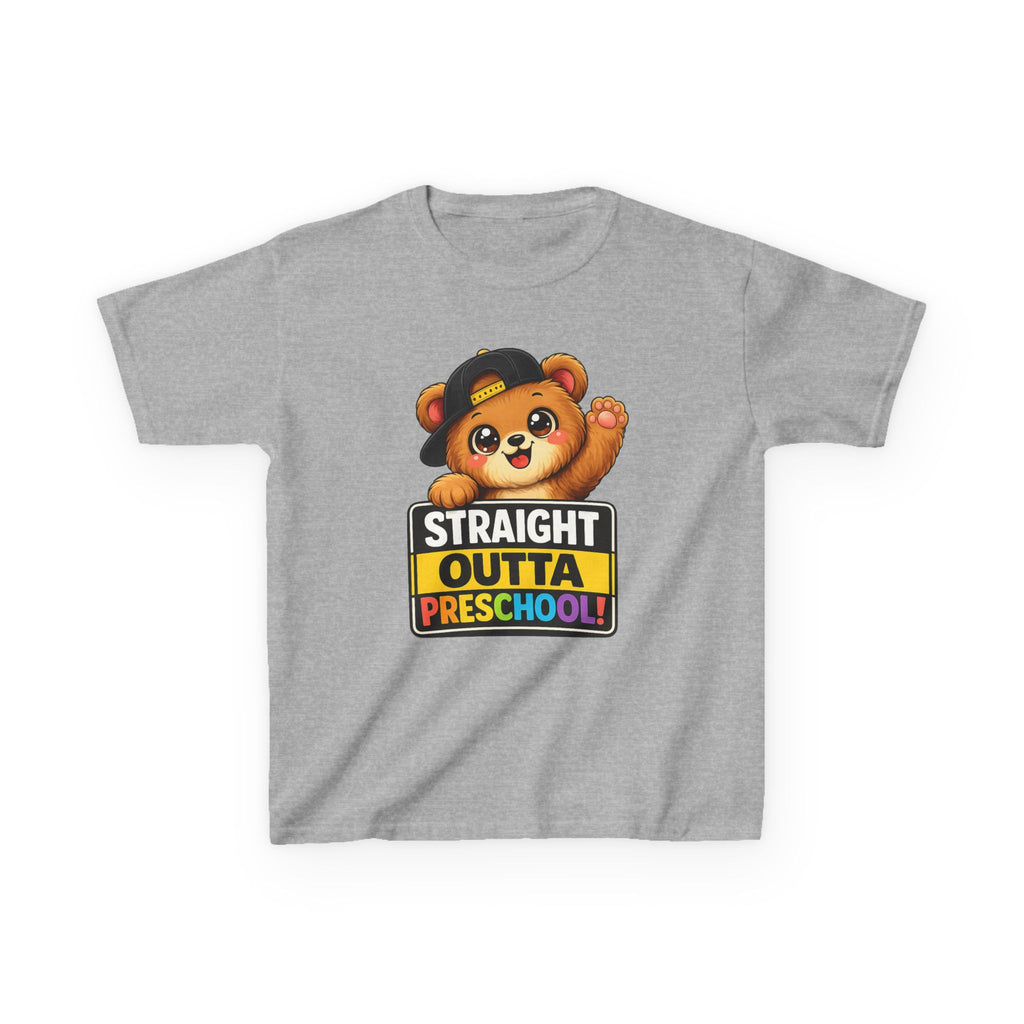 Kids Preschool T-Shirt — 'Straight Outta Preschool' Teddy Graduation Graphic Tee