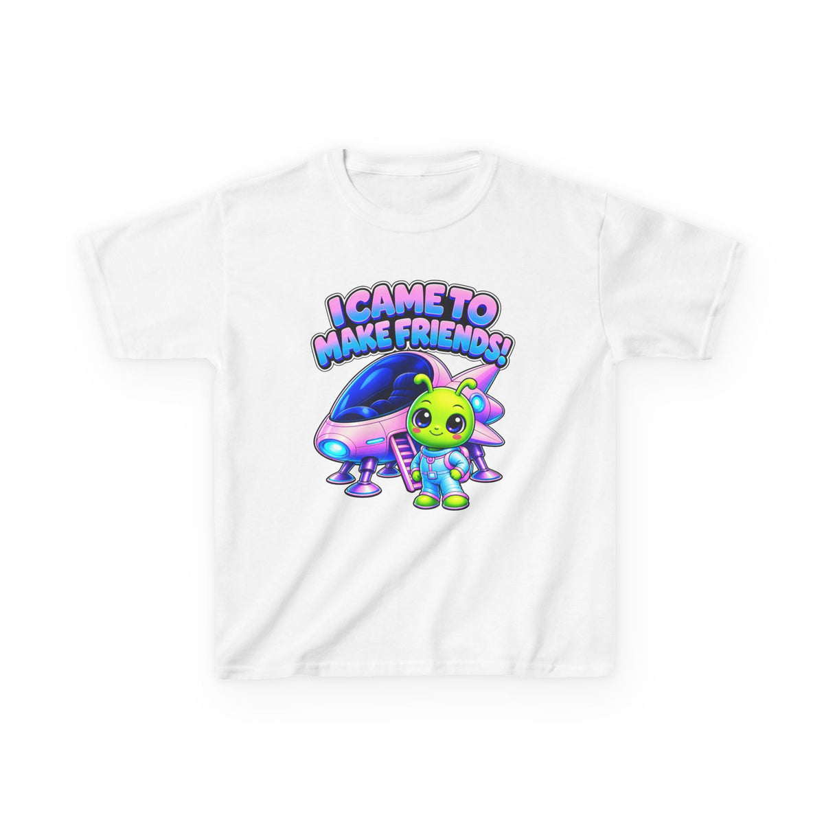 Kidxtr™ Kids Alien T-Shirt — 'I Came to Make Friends' Alien Graphic Tee