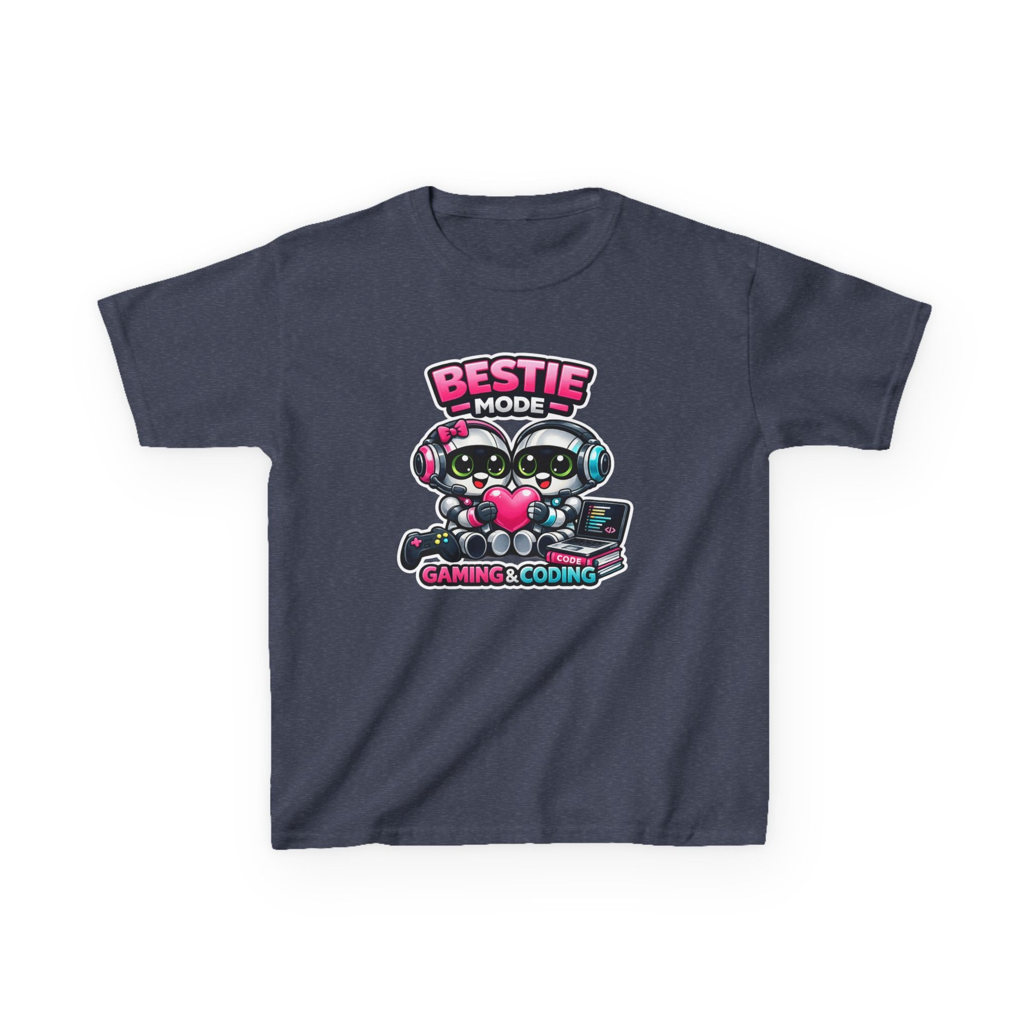Kids Gaming T-Shirt — 'Bestie Mode' Cute Robot Friends Gaming & Coding Graphic Tee