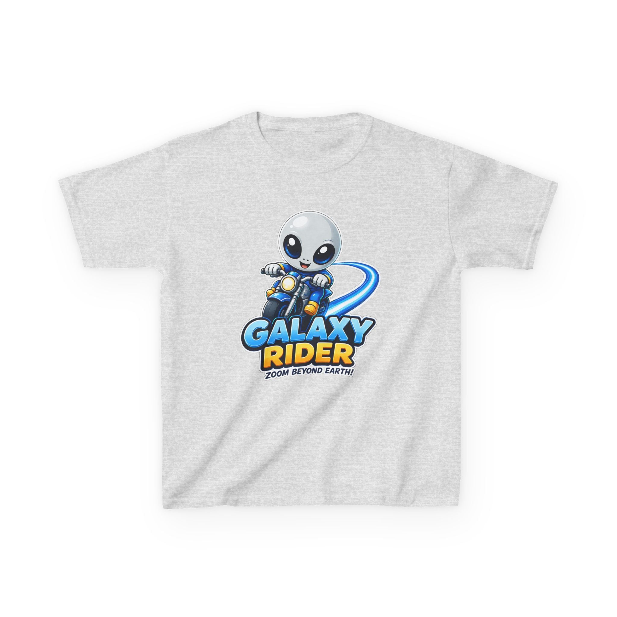Kids Space T-Shirt — 'Galaxy Rider' Alien Scooter Cosmic Graphic Tee