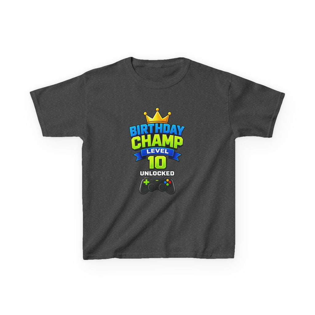 Kids Birthday T-Shirt — 'Birthday Champ' Level 10 Unlocked Gamer Graphic Tee