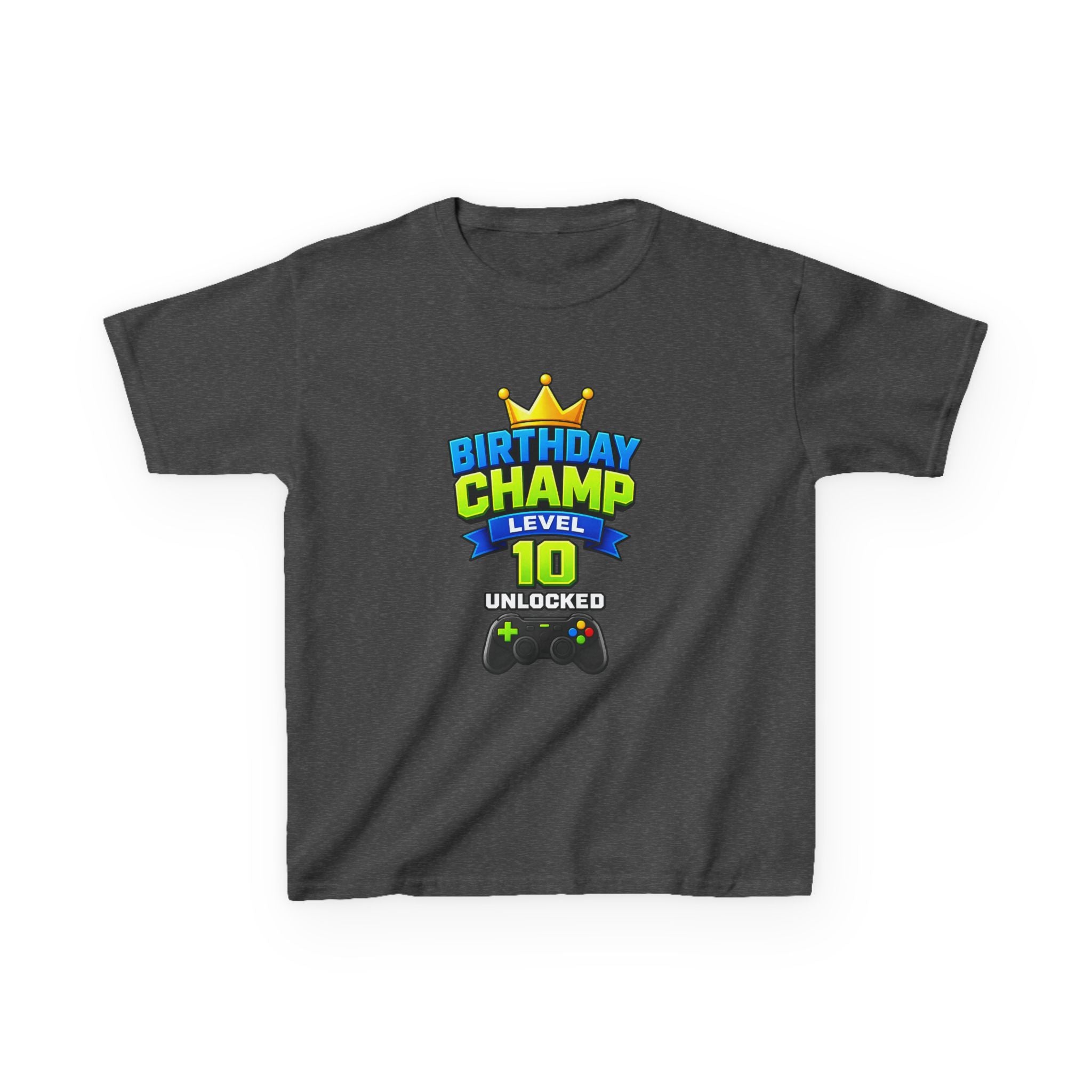 Kids Birthday T-Shirt — 'Birthday Champ' Level 10 Unlocked Gamer Graphic Tee