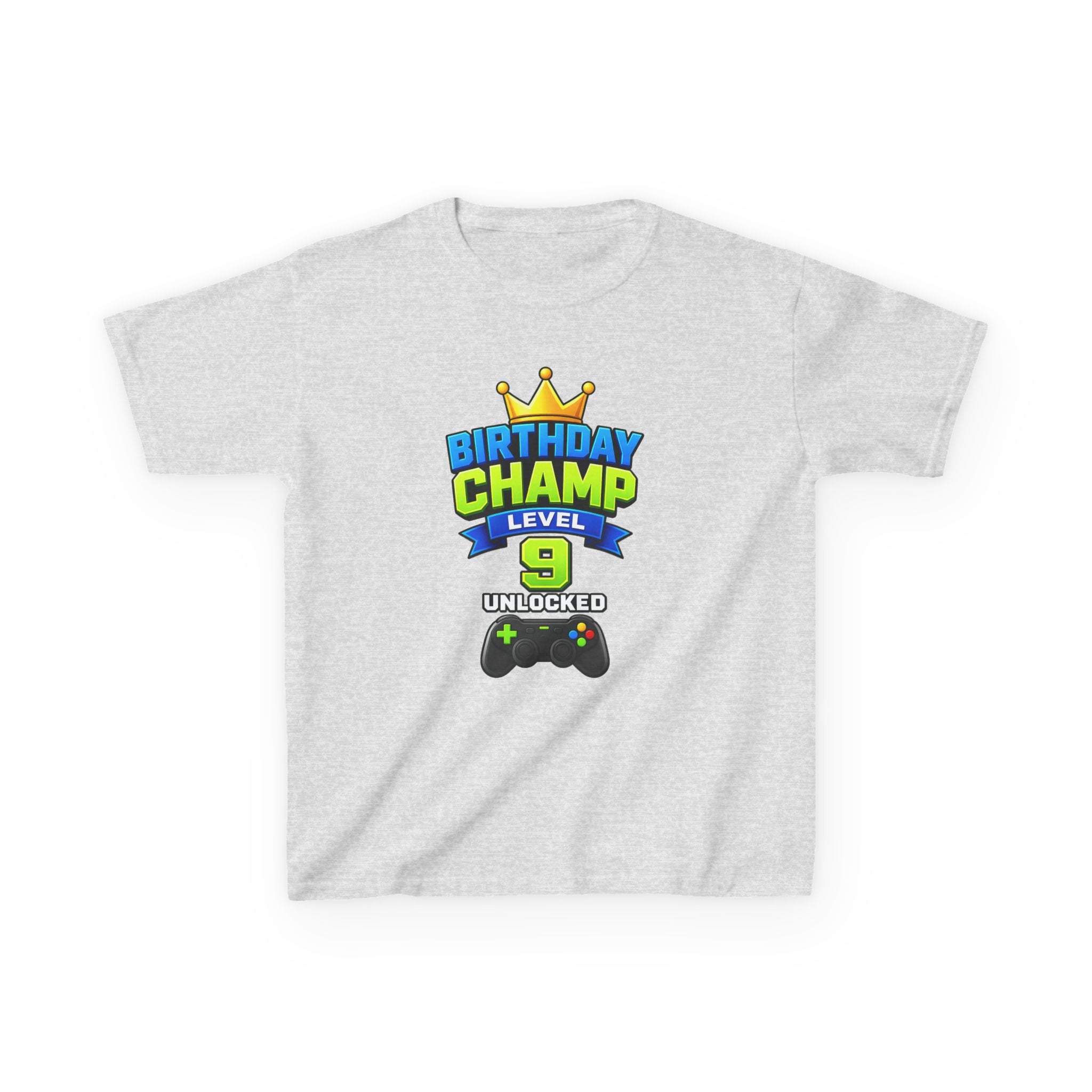 Kids Birthday T-Shirt — 'Birthday Champ' Level 9 Unlocked Gamer Graphic Tee