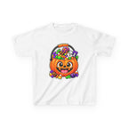 Kidxtr™ Kids Pumpkin T-Shirt — 'Trick or Treat' Jack-O-Lantern Candy Basket Graphic Tee