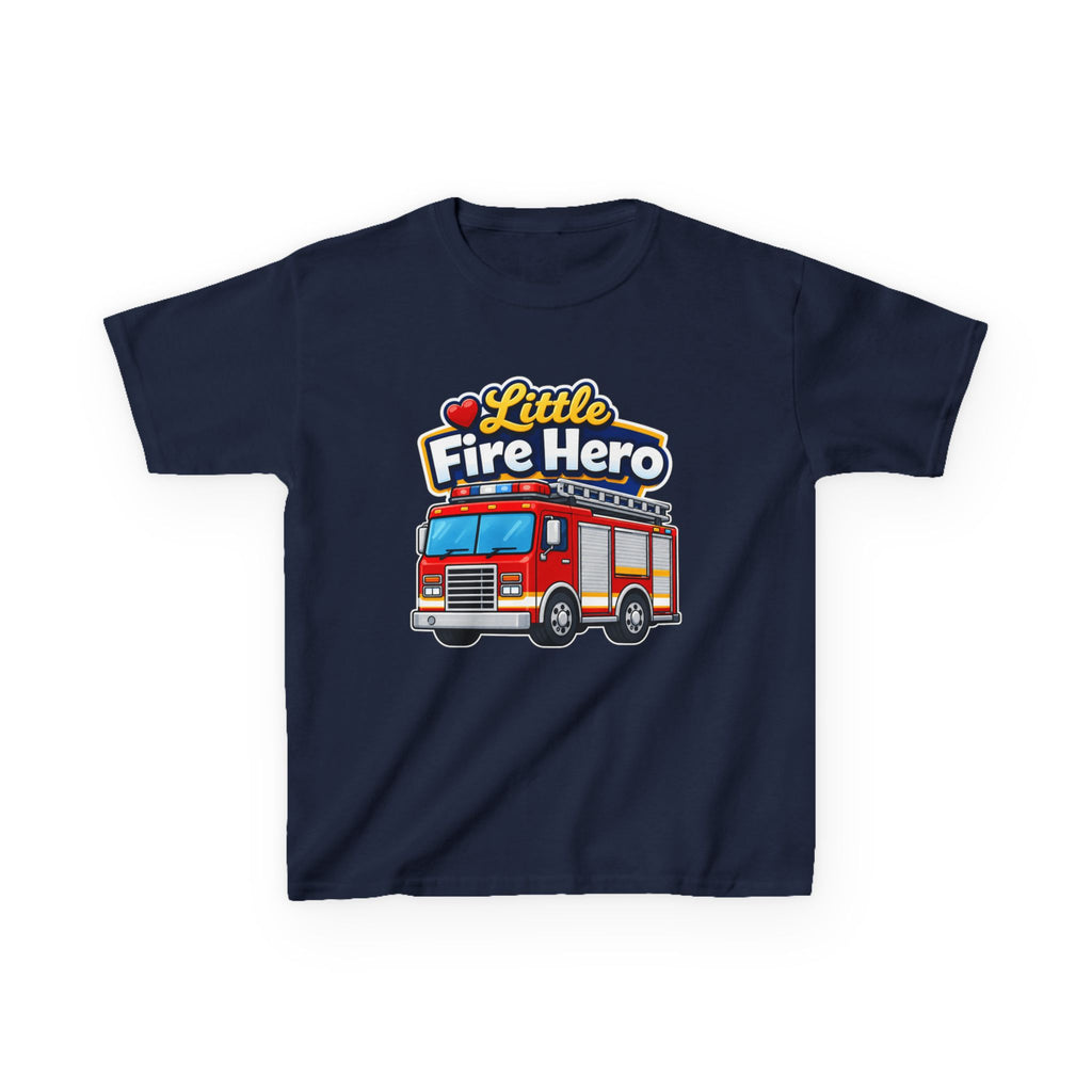 Kids Firefighter T-Shirt — 'Little Fire Hero' Firetruck Graphic Tee