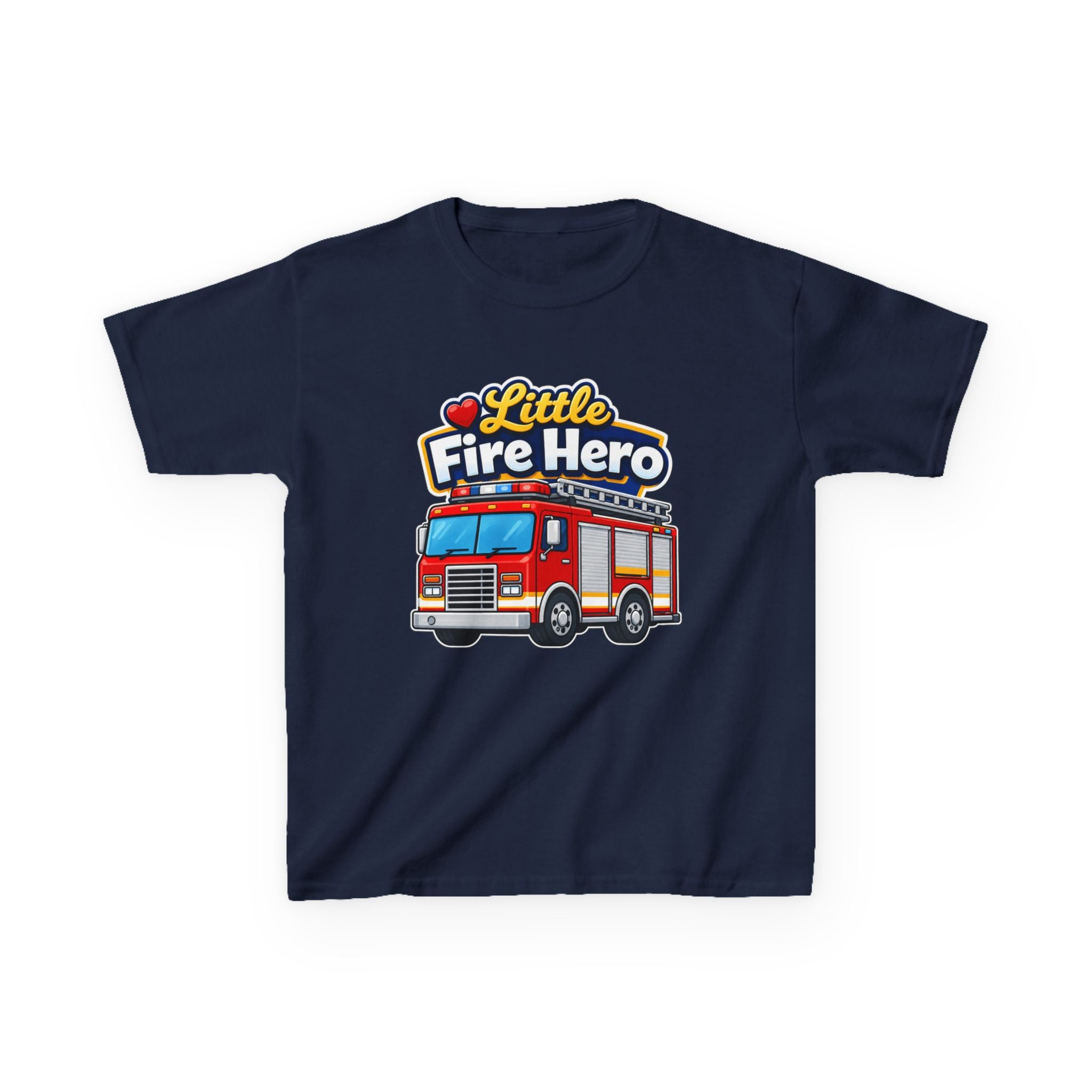 Kids Firefighter T-Shirt — 'Little Fire Hero' Firetruck Graphic Tee