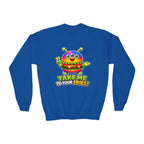 Kidxtr™ Kids Burger Crewneck — 'Take Me to Your Fries' Cartoon Graphic Sweatshirt