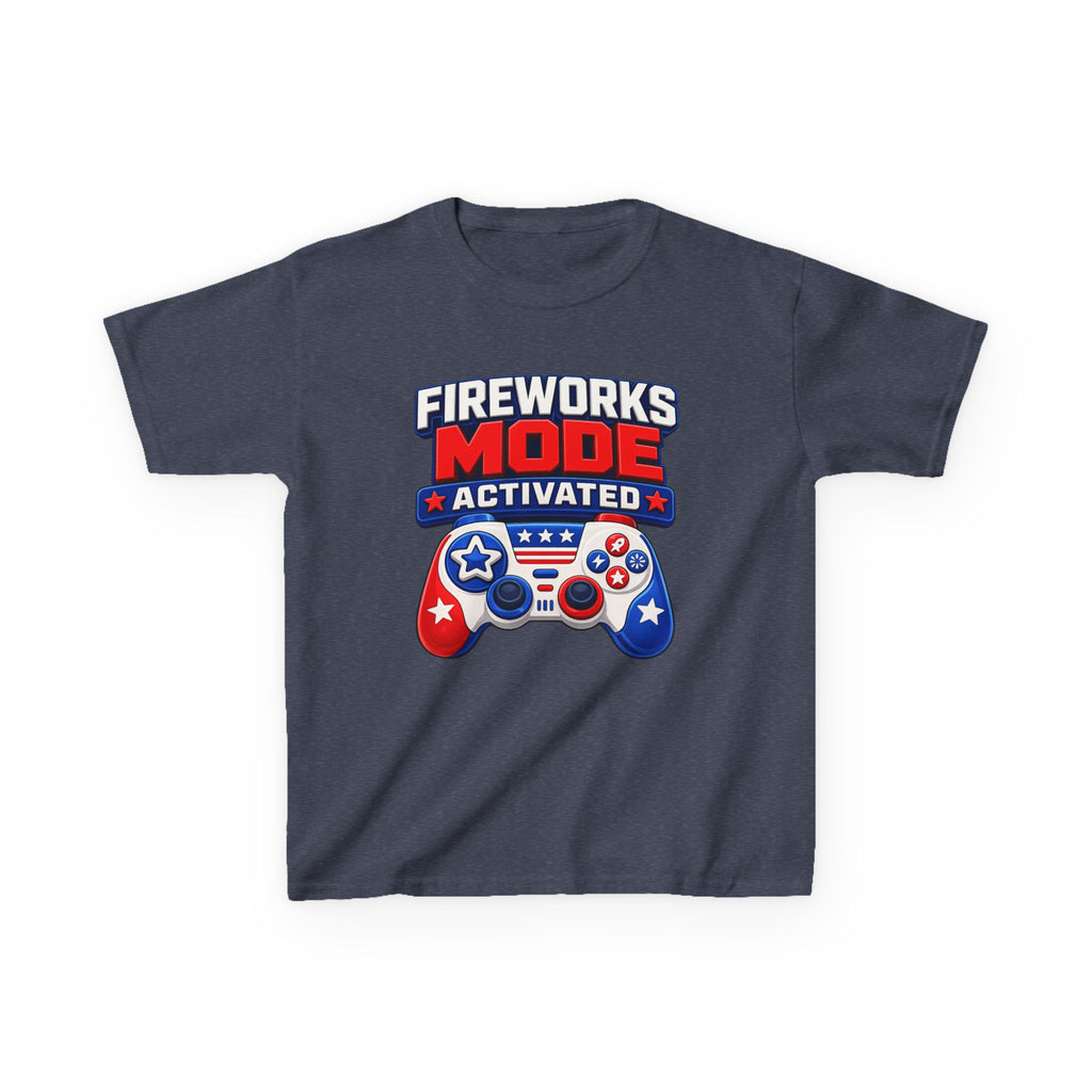 Kids Tee — "Fireworks Mode Activated" Patriotic Gamer Shirt