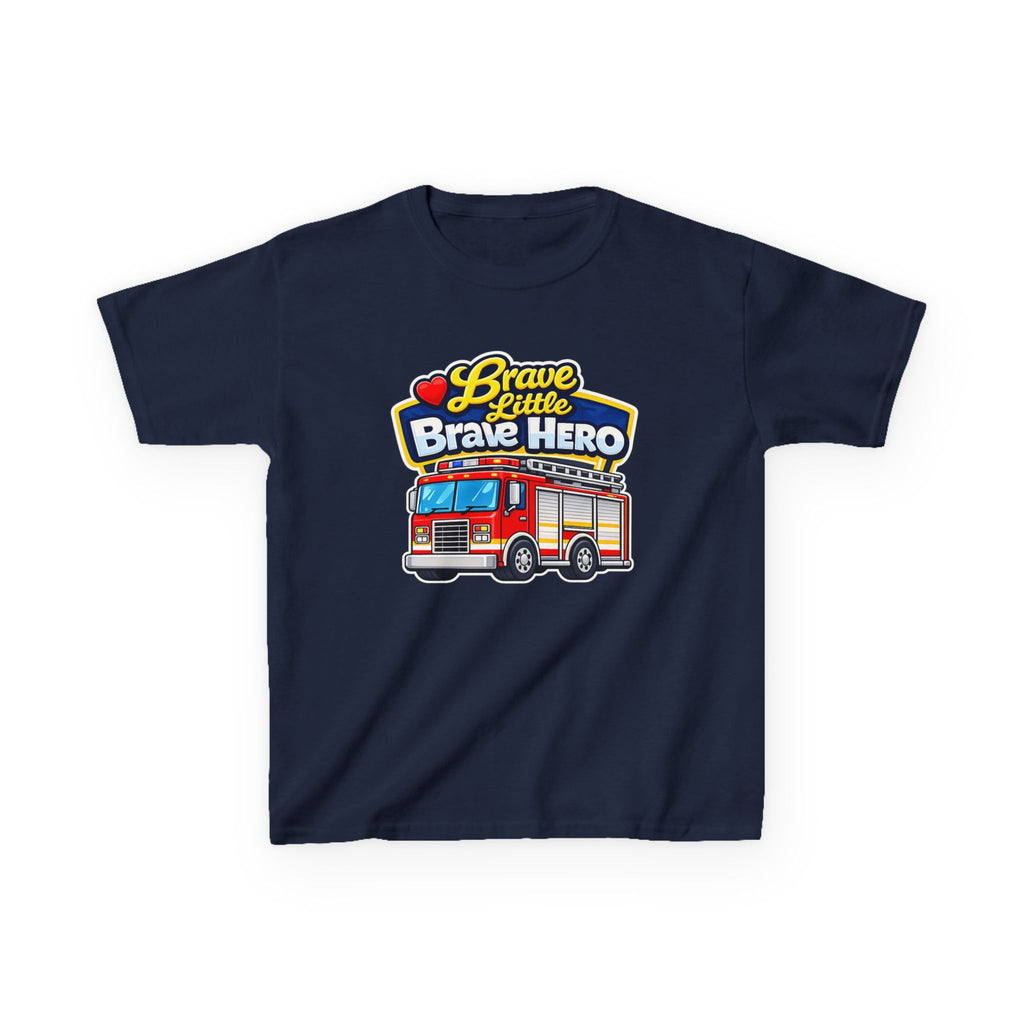 Kids Tee — "Brave Little Brave Hero" Firetruck T-Shirt Graphic