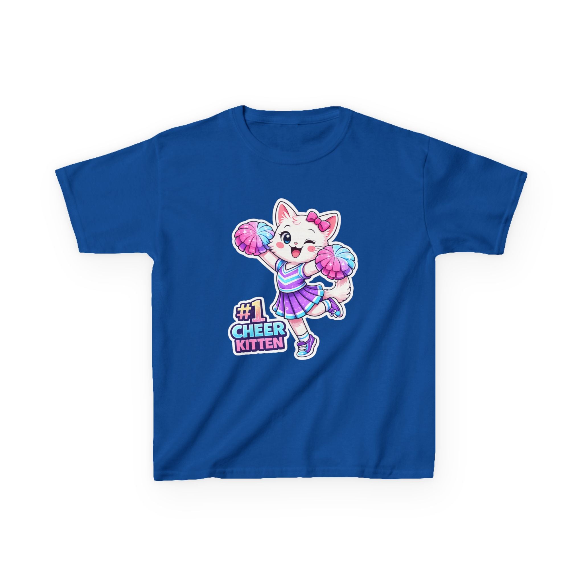 Kids Cheer Kitten T-Shirt — '#1 Cheer Kitten' Cute Cheerleader Cat Graphic Tee