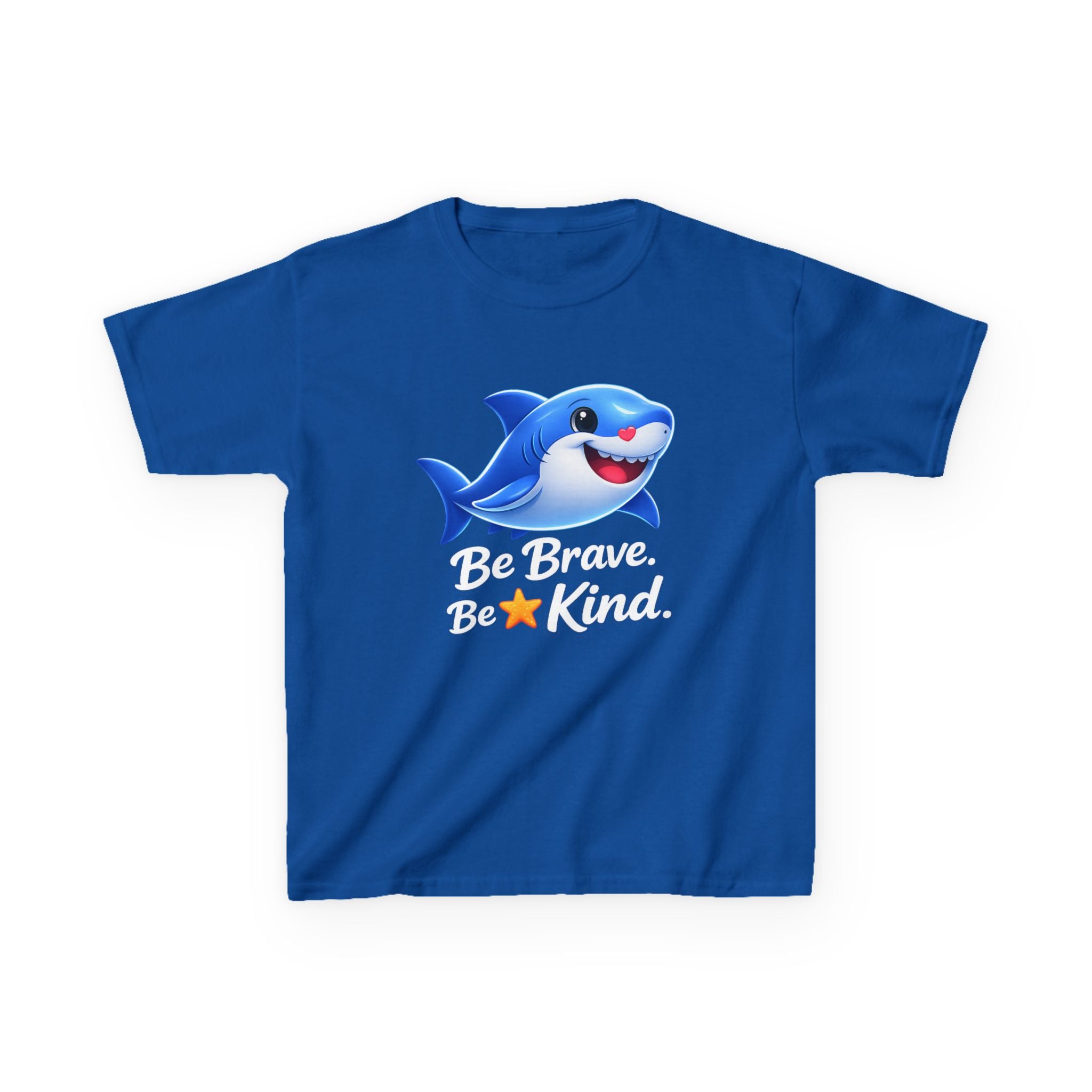 Kids Shark T-Shirt — 'Be Brave. Be Kind.' Cute Shark Graphic Tee