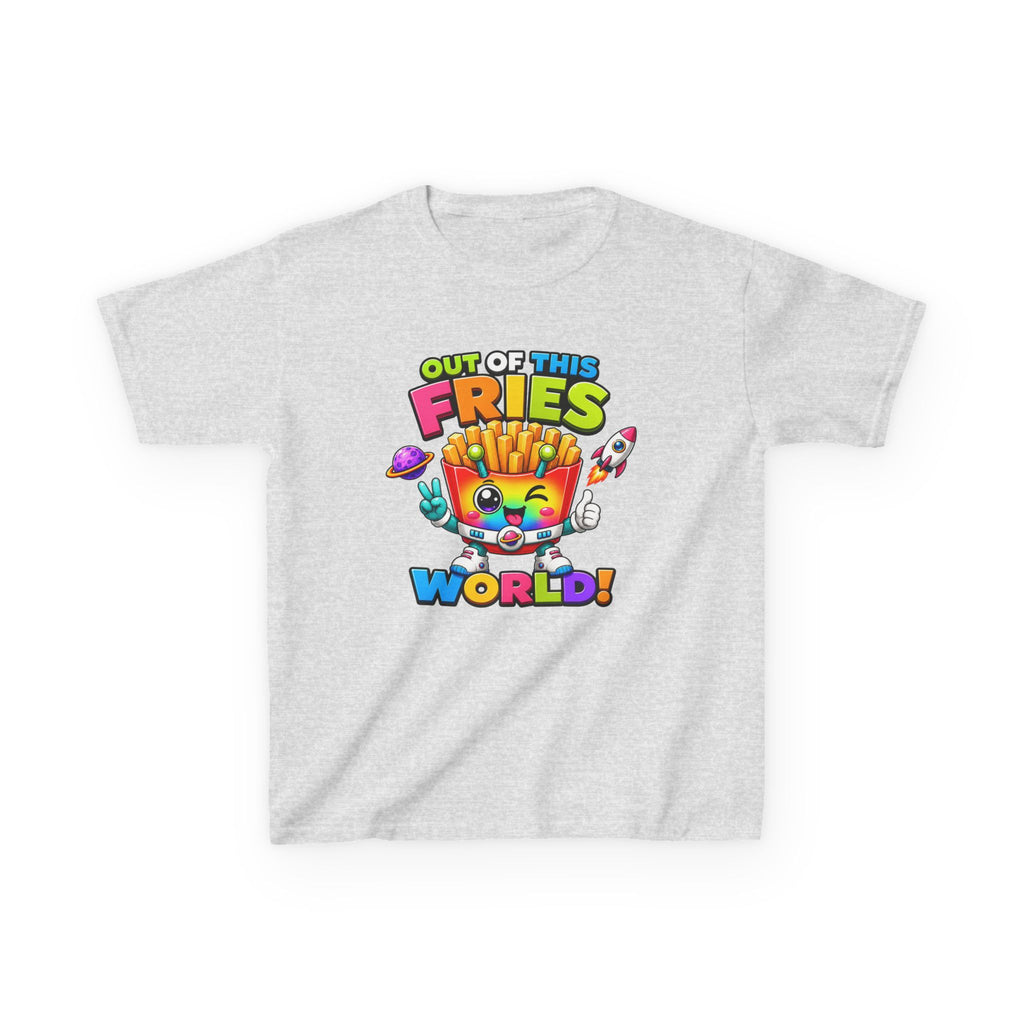 Kids Fries T-Shirt — 'Out of This Fries World!' Colorful Cartoon Fries Graphic Tee