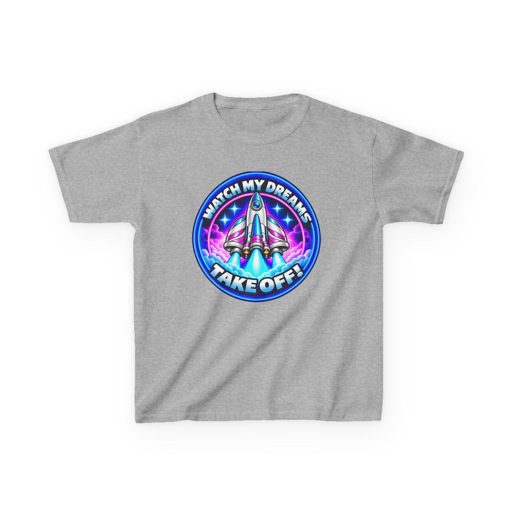 Kidxtr™ Kids Space T-Shirt — 'Watch My Dreams Take Off' Rocket Graphic Tee