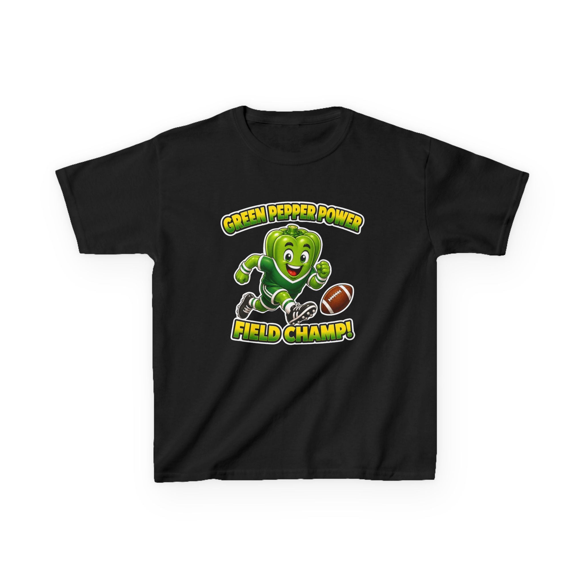 Kids Football T-Shirt — 'Green Pepper Power' Field Champ Graphic Tee