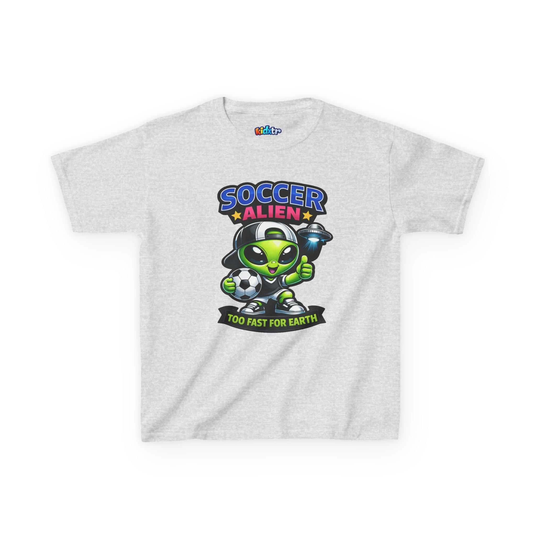Kidxtr™ Kids Soccer T-Shirt — 'Too Fast for Earth' Soccer Alien Graphic Tee