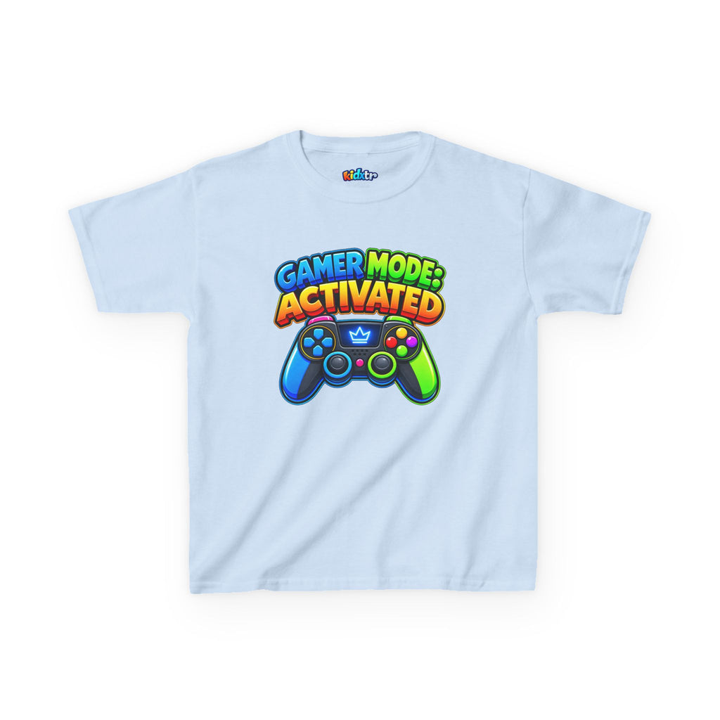 Kidxtr™ Kids Gamer T-Shirt — 'Gamer Mode Activated' Colorful Controller Graphic Tee