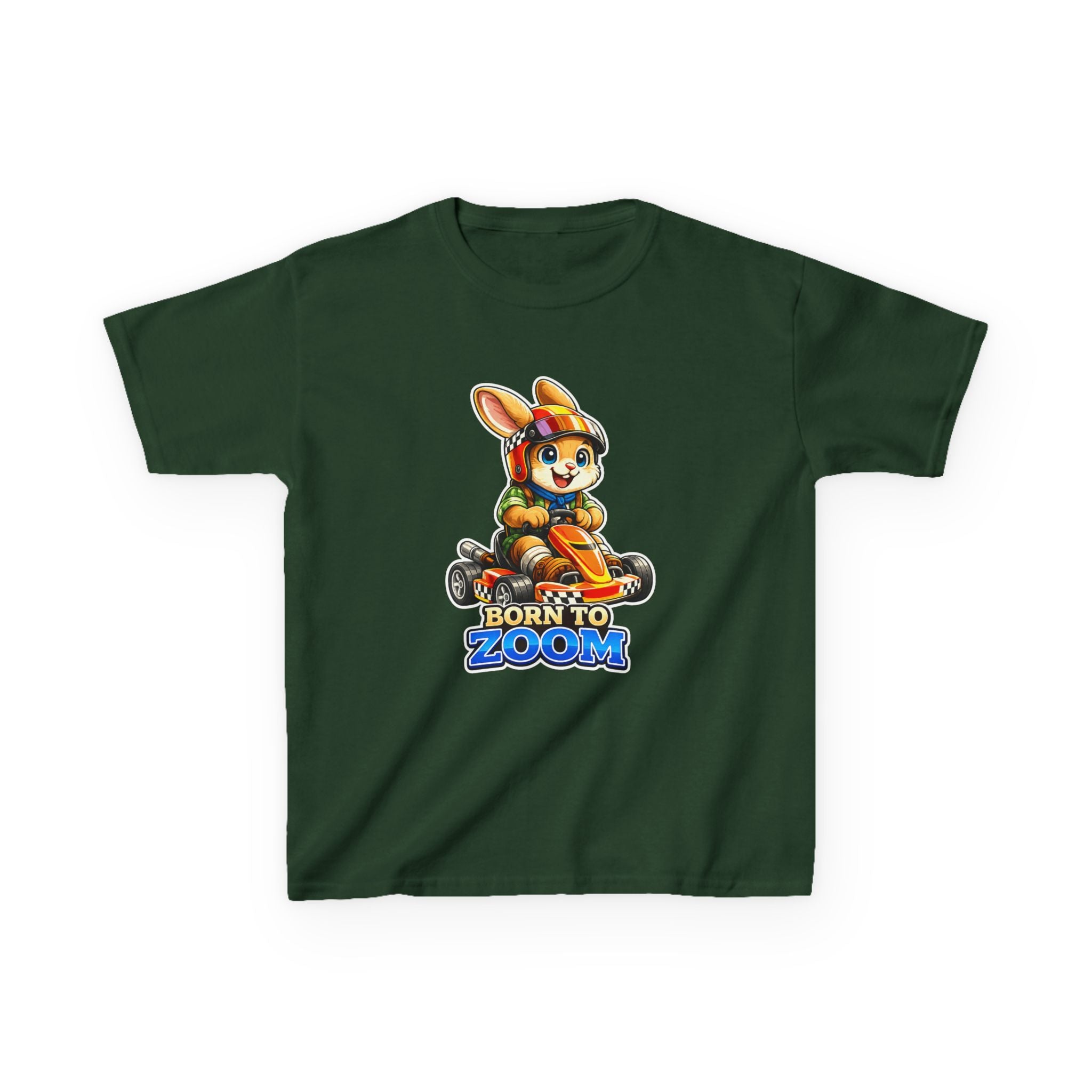 Kids Racing T-Shirt — 'Born to Zoom' Racing Bunny Graphic Tee