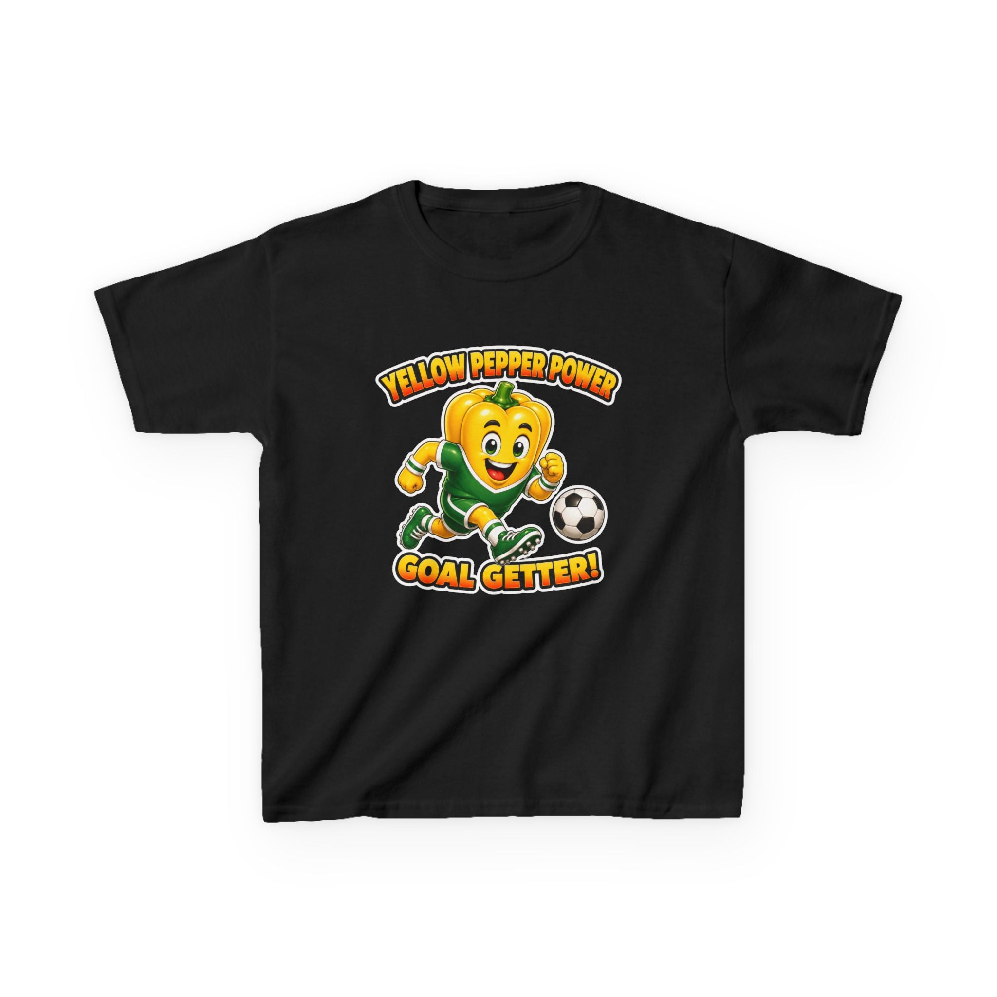 Kids Soccer T-Shirt — 'Yellow Pepper Power' Goal Getter Graphic Tee
