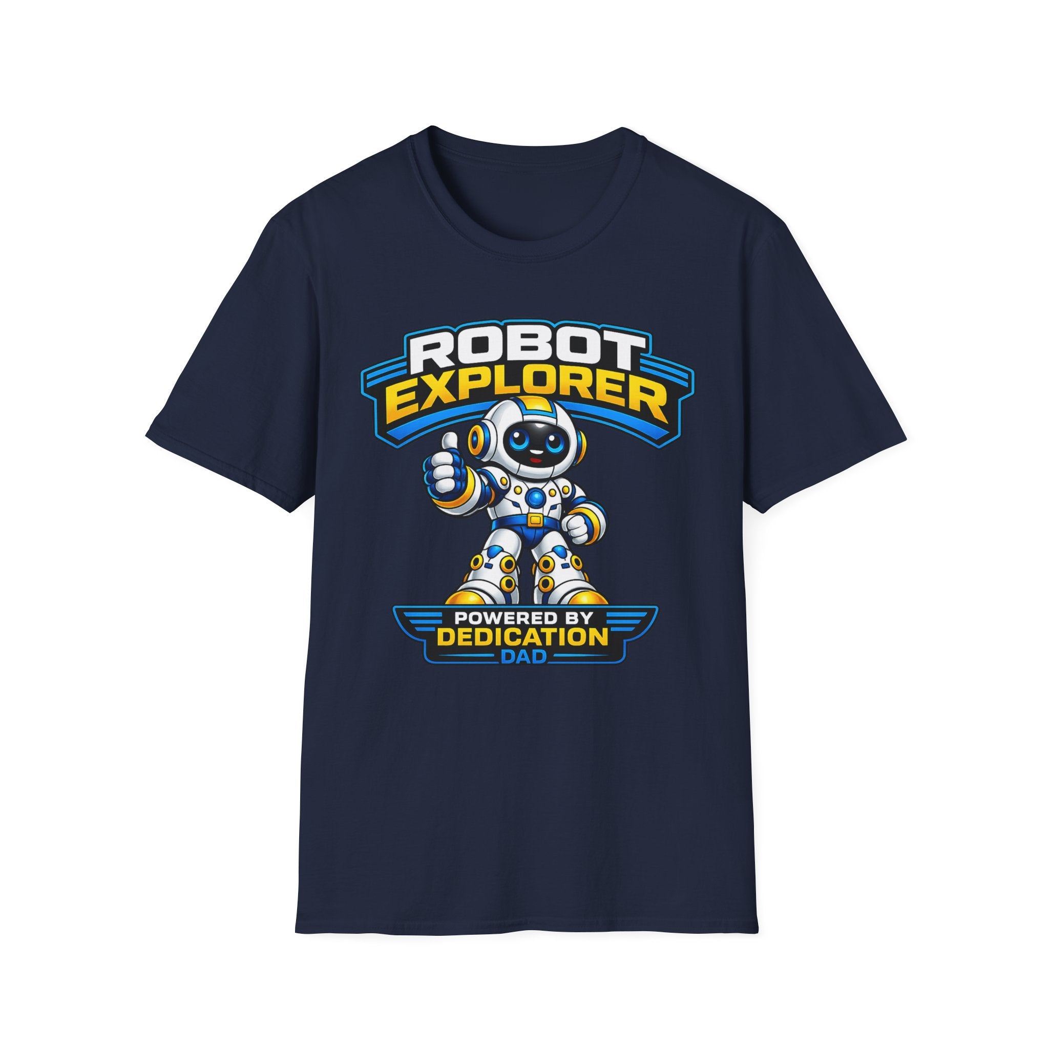 Copy of Robot Explorer T-Shirt — Cute Cartoon Robot Graphic Tee ("Powered by Dedication")