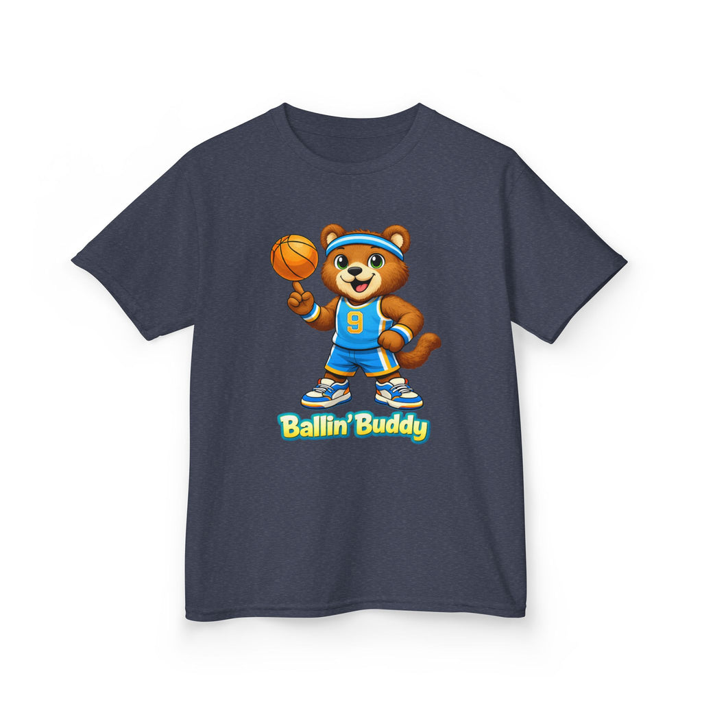 Kidxtr™ Kids Basketball T-Shirt — 'Ballin' Buddy' Cute Bear Basketball Graphic Tee