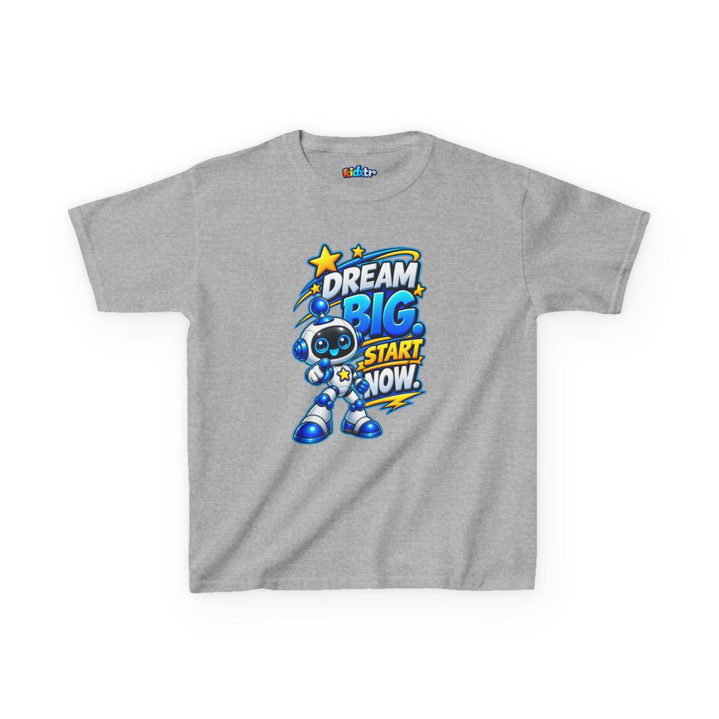 Kidxtr™ Kids Robot T-Shirt — 'Dream Big, Start Now' Motivational Robot Graphic Tee