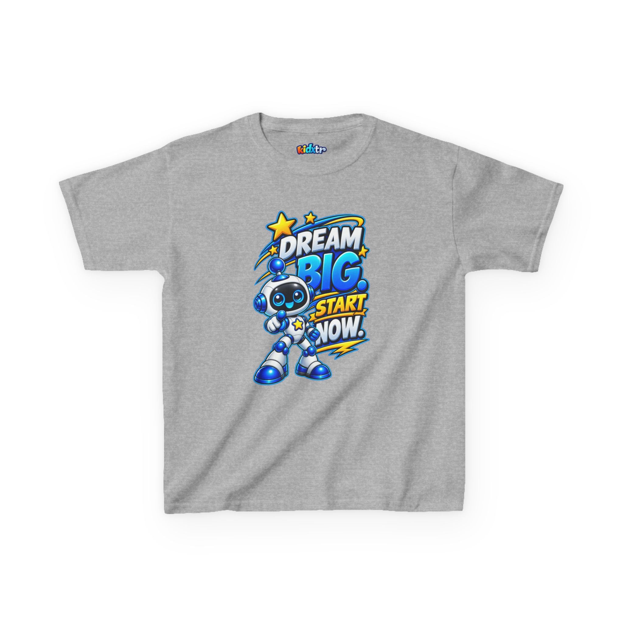 Kidxtr™ Kids Robot T-Shirt — 'Dream Big, Start Now' Motivational Robot Graphic Tee