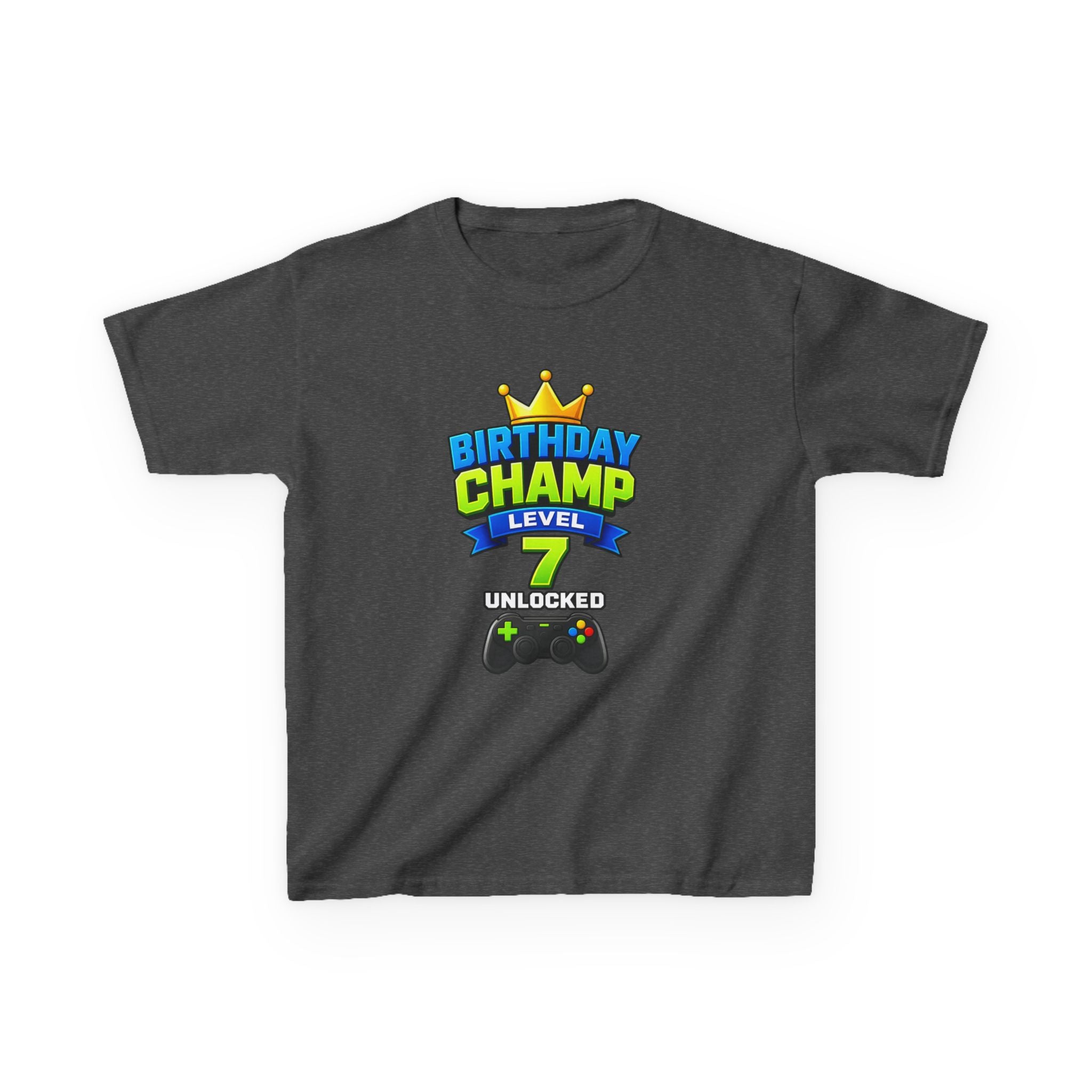 Kids Birthday T-Shirt — 'Birthday Champ' Level 7 Unlocked Gamer Graphic Tee