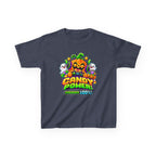 Kidxtr™ Kids Pumpkin T-Shirt — 'Candy Power 100%' Gamer Halloween Graphic Tee