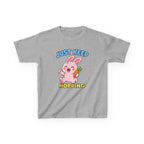 Kids Tee — “Just Keep Hopping” Cute Bunny Carrot Graphic