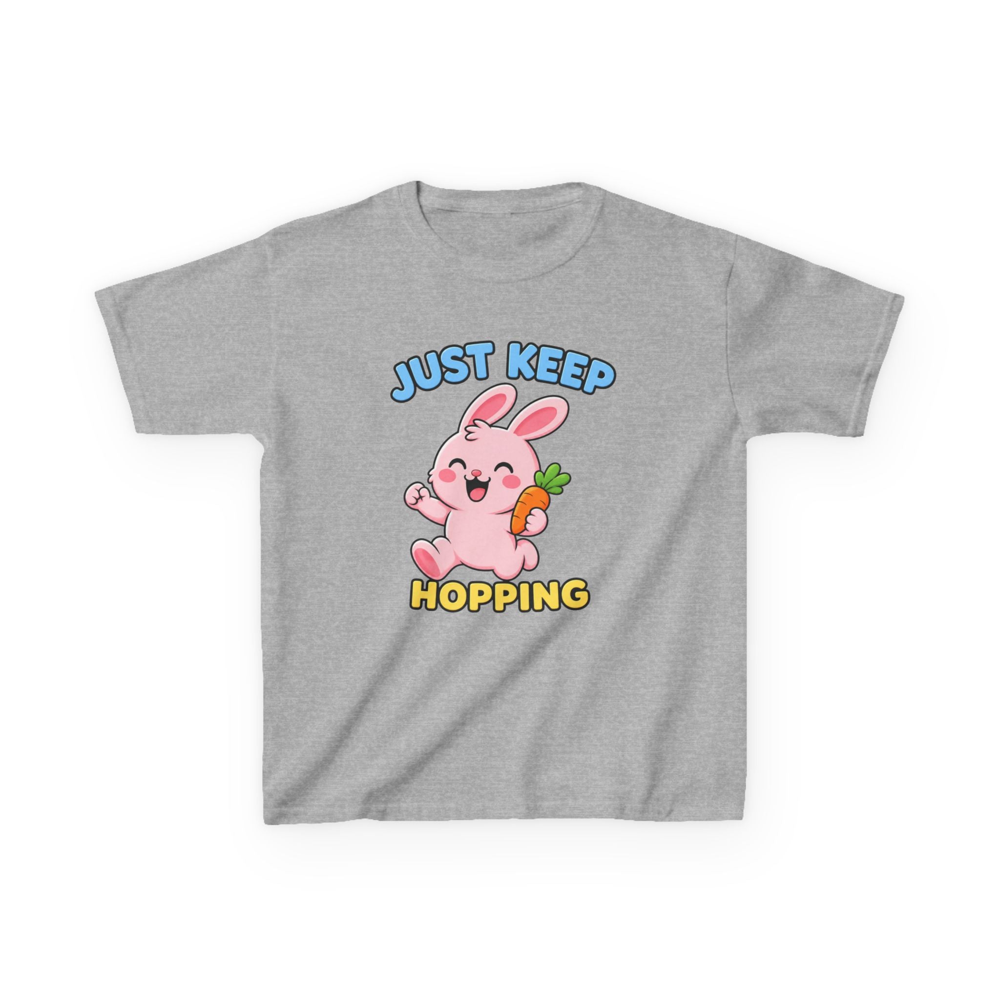 Kids Bunny T-Shirt — 'Just Keep Hopping' Cute Bunny Carrot Graphic Tee